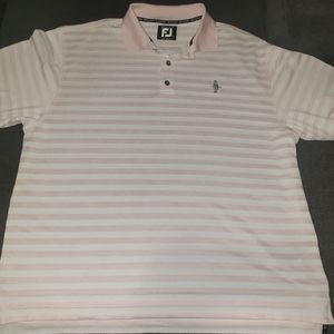 Mens FootJoy FJ Polo Shirt XL White Pink Athletic Golf